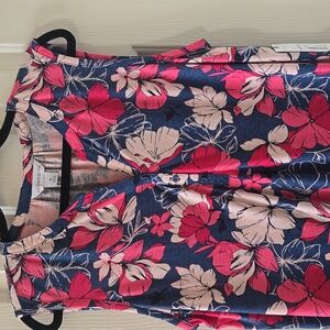 LIZ CLAIBORNE BRAND WOMENS BLUE & PINK FLORAL SLEEVELESS SUMMER TANK TOP SIZE XL